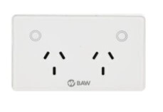 El tomacorriente doble con interruptor inteligente WiFi BAW permite controlar de forma remota los di